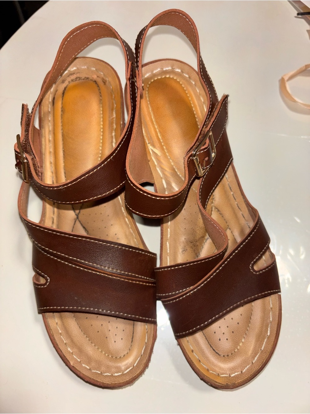 Women's Brown Slingback Comfort Sandals Size 9